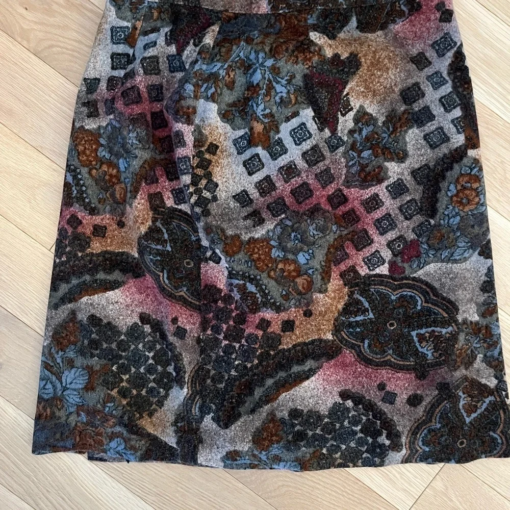 Vintage Floral Patterned Skirt Multicolor autumnal patchwork jacquard sz 42 - Picture 5 of 7